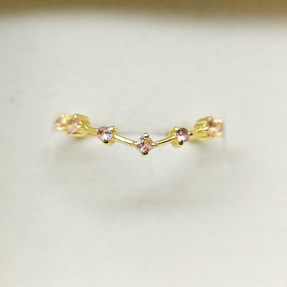 Natural Pink Sapphire Simple Band 925 Sterling Silver Curved Designer Band Gift