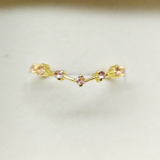 Natural Pink Sapphire Simple Band 925 Sterling Silver Curved Designer Band Gift