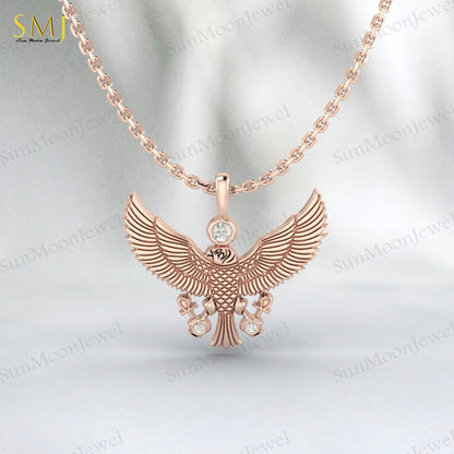 American Eagle Pendant 925 Silver CZ Eagle Necklace Men Biker Chain Gift US5~15