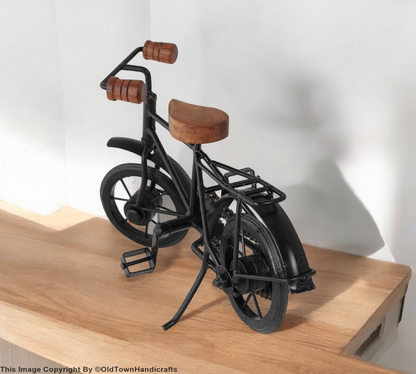 Miniature Metal Cycle Showpiece Decorative Iron and Wood Bicycle Home Decor