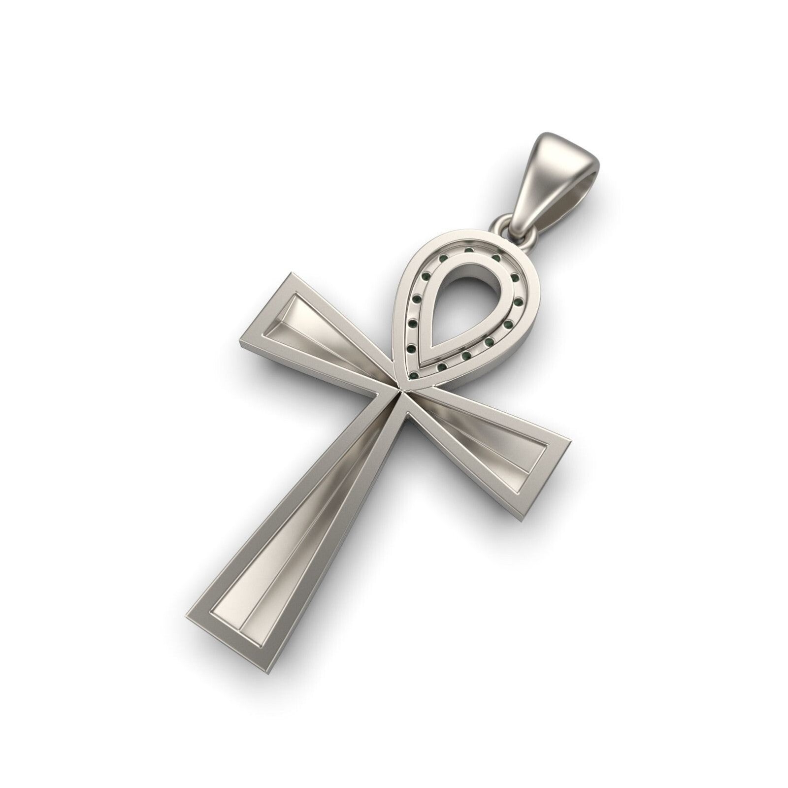 925 Sterling Silver Gothic Cross Necklace Pendant with Lab Created Diamonds Gift