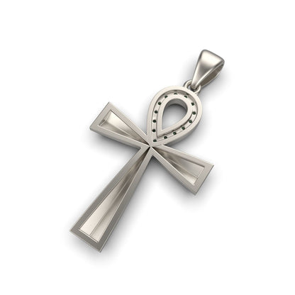 925 Sterling Silver Gothic Cross Necklace Pendant with Lab Created Diamonds Gift