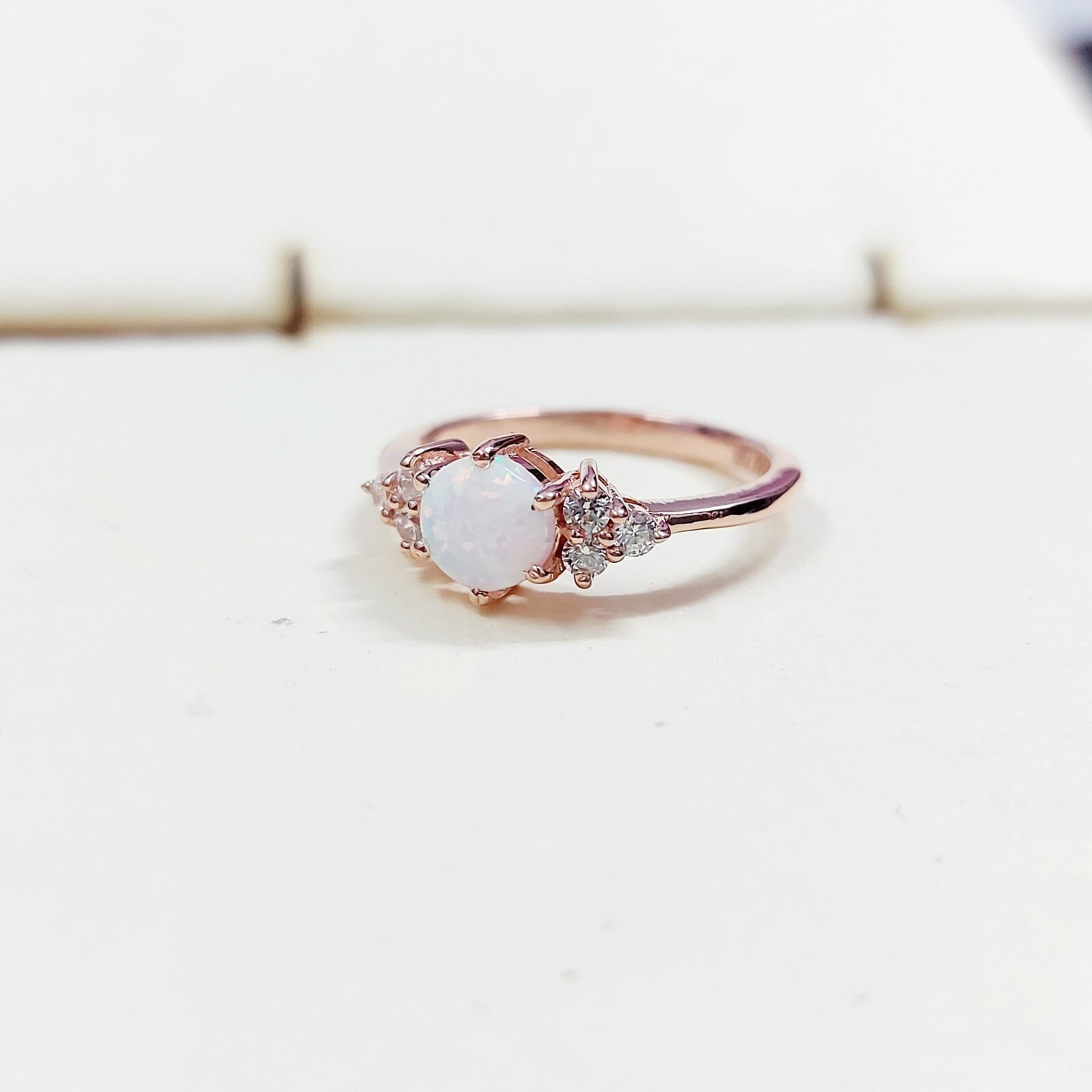 Natural Opal Round Cut Moissanite Engagement Wedding Women Silver Ring US5~15