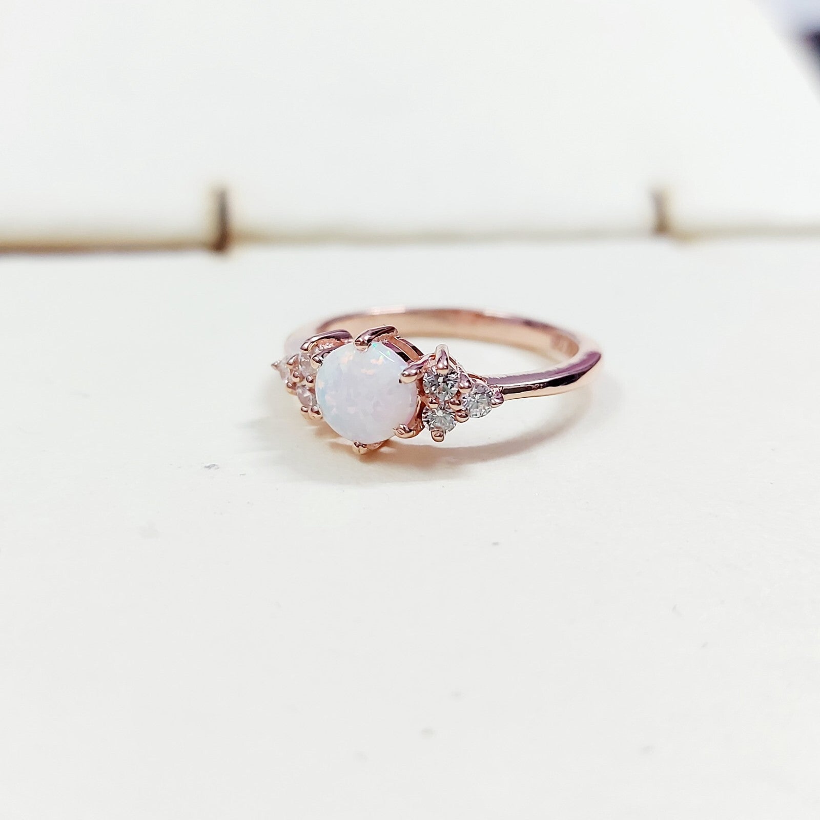 Natural Opal Round Cut Moissanite Engagement Wedding Women Silver Ring US5~15