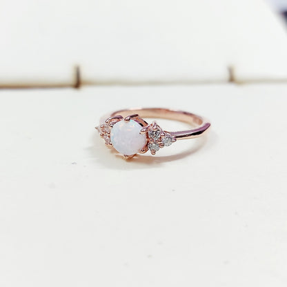 Natural Opal Round Cut Moissanite Engagement Wedding Women Silver Ring US5~15