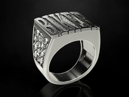 925 Silver Gothic Biker Ring Punk Number Signet Ring US5~15 Cool Gift for Him
