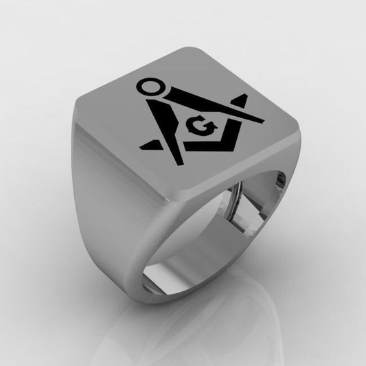 Silver Masonic Ring US5-15 Master Mason G Letter Illuminati Symbol Men Ring Gift