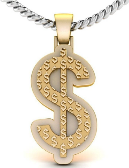 Dollar Sign Brass Pendant Dollar Necklace Money Symbol Charm Gift for Men Women