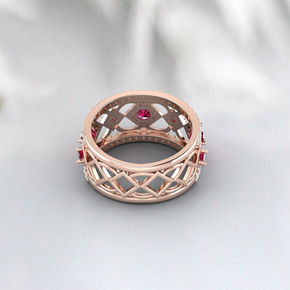 Natural Ruby 925 Sterling Silver Rose Gold Promise Ring Wedding Anniversery Gift