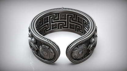 925 Sterling Silver Greek Spartan Helmet Skull Head Adjustable Ring Men US7~15