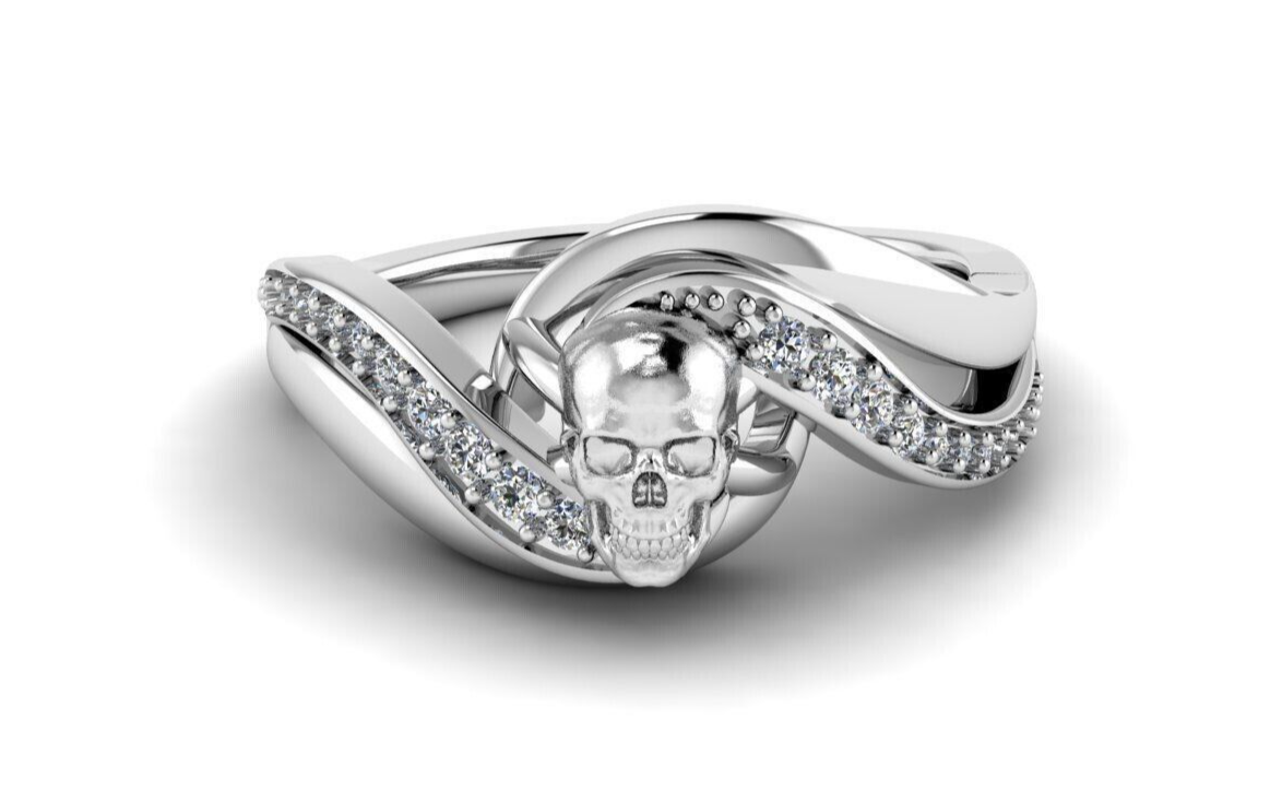 Best Quality Skull Ring Gothic Biker Skull CZ Punk Silver Ring Fast Ship US5~15