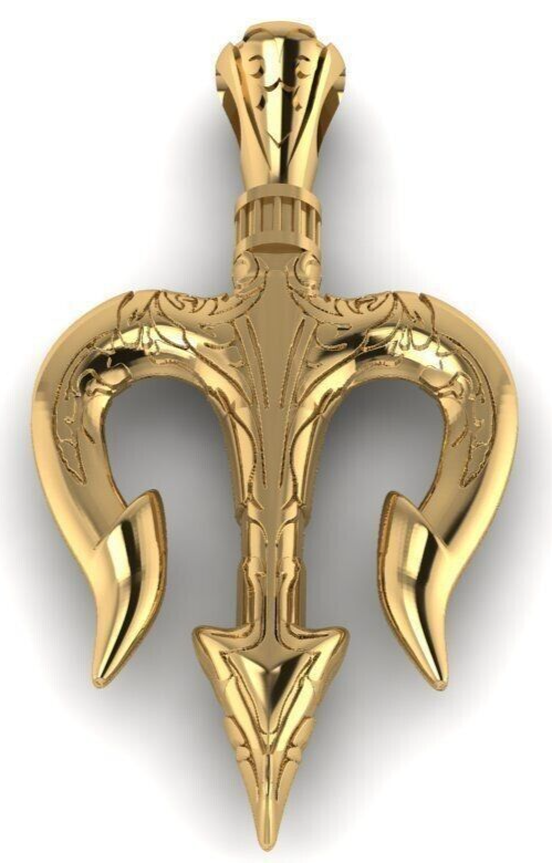 Brass Hindu Shiva Trishul Pendant Temple Pooja Lord Shiva Trident Jewelry Men