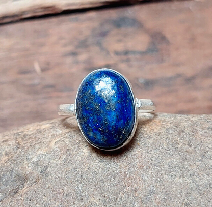 Natural Oval Lapis Lazuli Gemstone Ring 925 Silver Rings For Women Gift US5~15