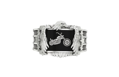 925 Silver Eagle Biker Ring Gothic Punk Signet Ring US5~15 Vintage Style Ring