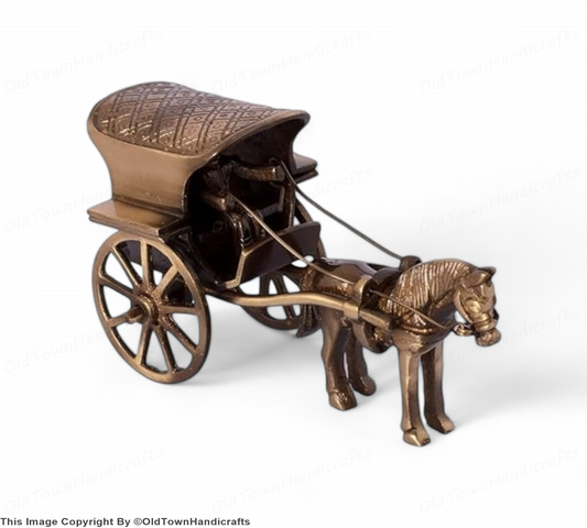 Antique Finish Brass Horse Carriage Showpiece Elegant Home Decor Unique Gift