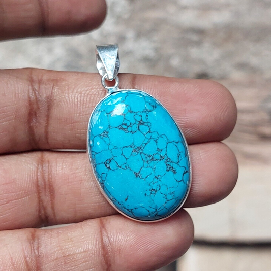 Sterling Silver Turquoise Gemstone Pendant Necklace,Women Pendant,Gift For Her