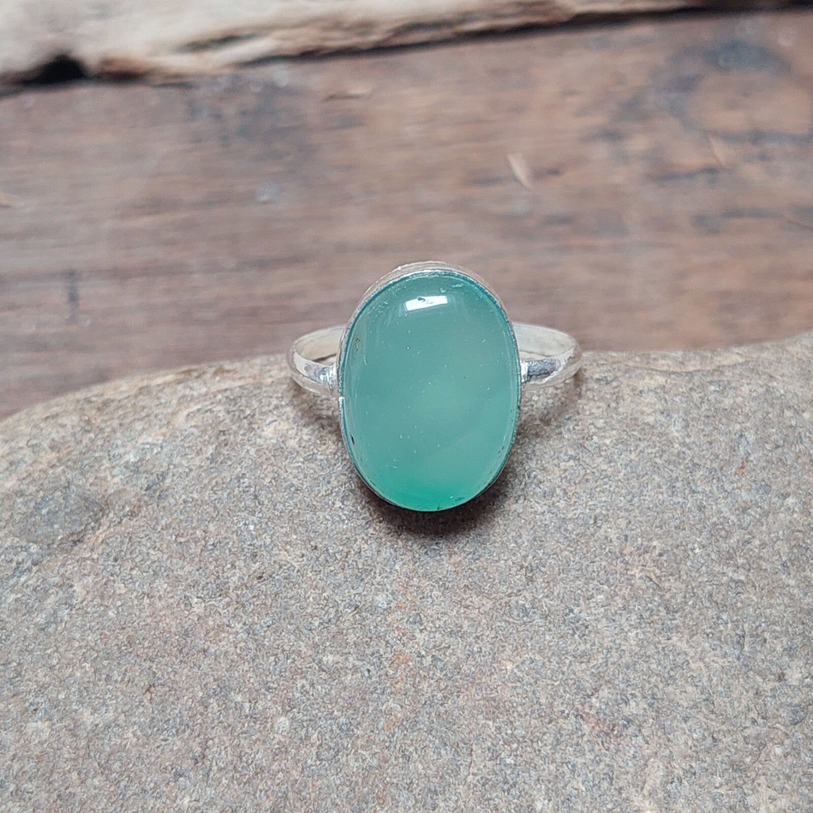 Aqua Chalcedony Ring 925 Silver Handmade Ring Oval Gemstone Men Ring Gift US5~15
