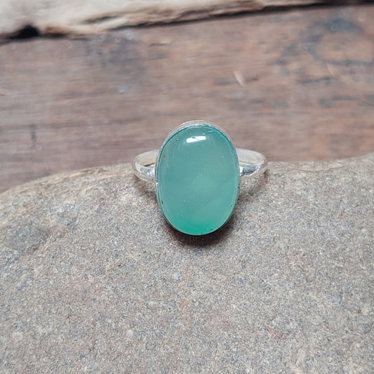 Aqua Chalcedony Ring 925 Silver Handmade Ring Oval Gemstone Men Ring Gift US5~15