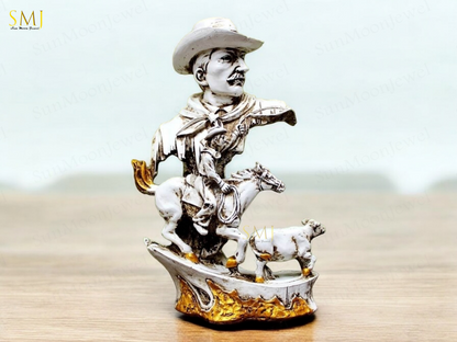 Cowboy with Horse Home Decor Showpiece Cowboy Statue Cowboy with Horse Gift