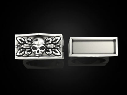 Men Gothic Skull Ring Secret Compartment Silver Biker Statement Jewelry US5~ 15