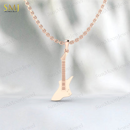 Guitar 925 Sterling Silver Pendant Guitar Lovers Necklace Pendant