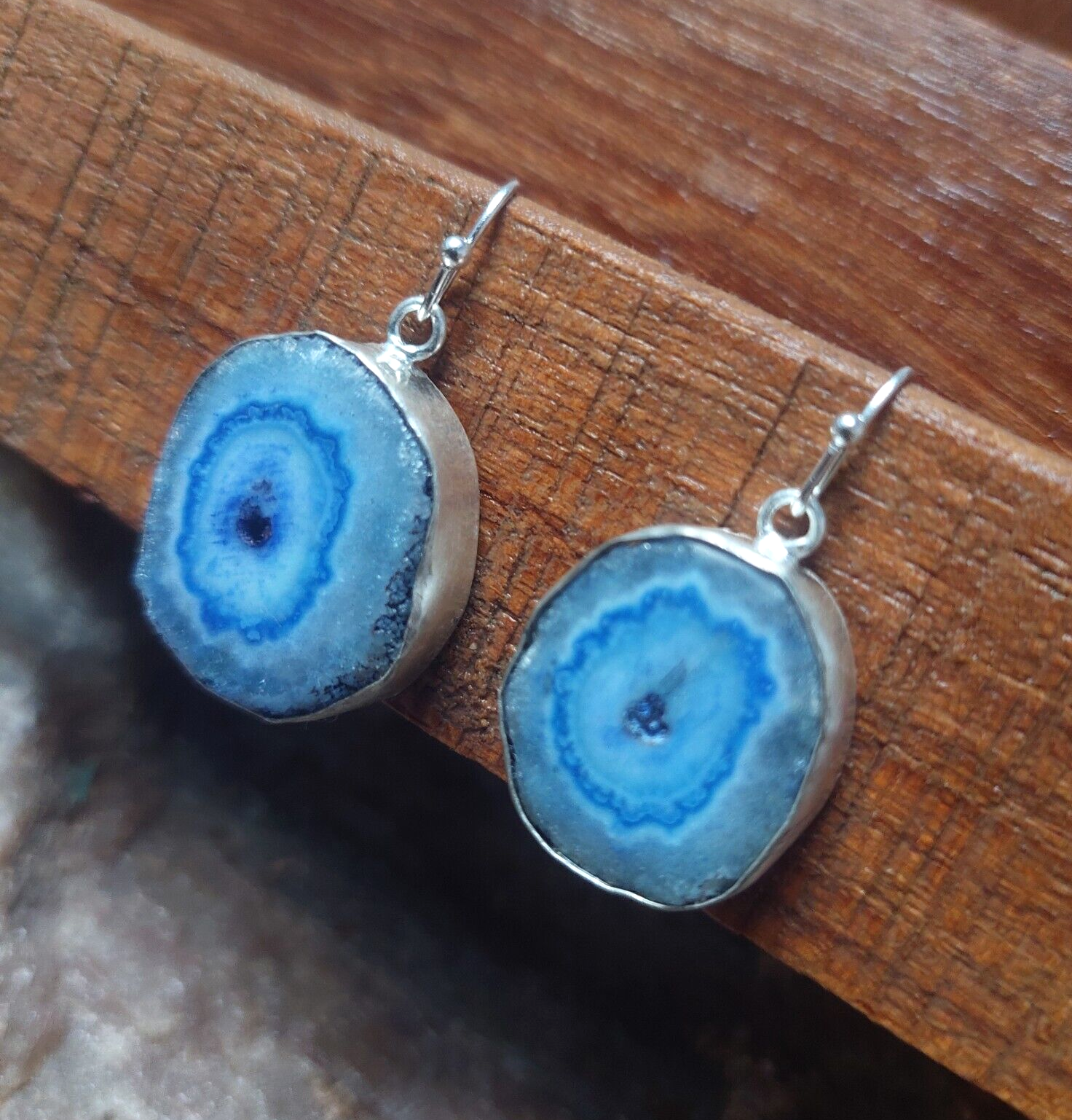 925 Sterling Silver Blue Solar Quartz Handmade Earrings Solar Gemstone Earrings