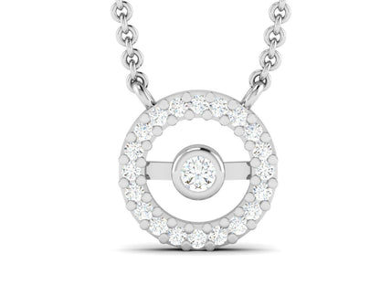 Halo Pendant Moissanite Diamond Round Engagement Necklace Silver
