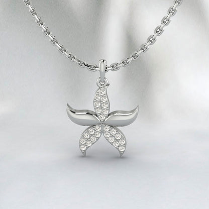 925 Sterling Silver Star Fish Necklace Sea Star Pendant Jewelry For Women