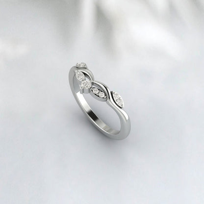 Natural Delicate Diamond Ring 925 Sterling Silver Rose Gold Round Moissanite