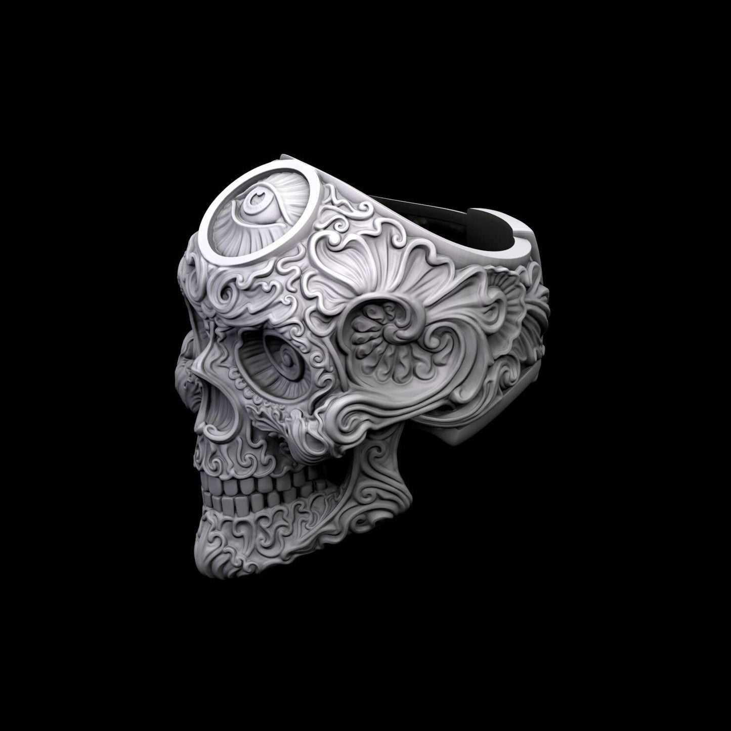 Skull Ring 925 Sterling Silver Modern Design Handmade Large Statement US5~ 15