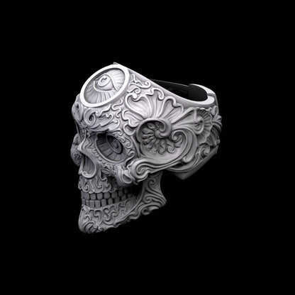 Skull Ring 925 Sterling Silver Modern Design Handmade Large Statement US5~ 15