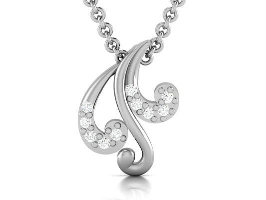 Silver Round Cut CZ Diamond Music Pendant Musical Note Necklace Women Pendant