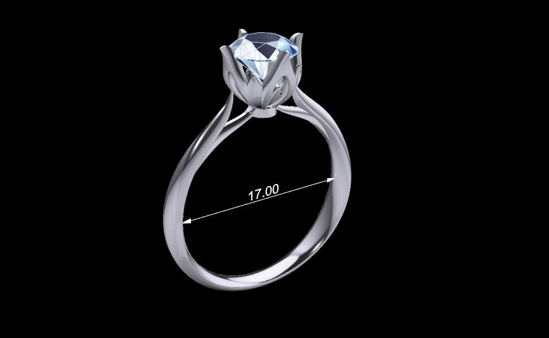 Moissanite Round Cut Rose Ring Bezel Setting Silver Ring Gift For Women US5-15