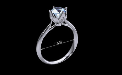 Moissanite Round Cut Rose Ring Bezel Setting Silver Ring Gift For Women US5-15