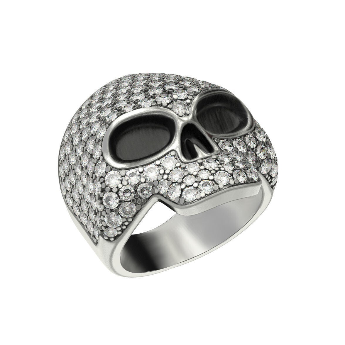 Full Moissanite Handmade Skull Ring Biker Punk Gothic Jewelry 925 Silver US7~15