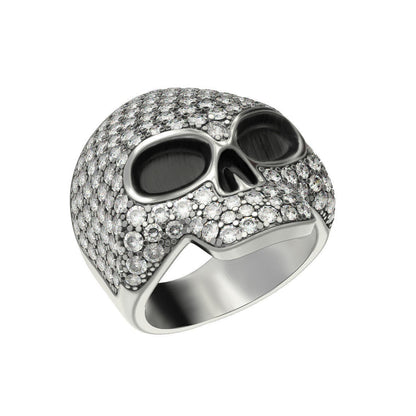 Full Moissanite Handmade Skull Ring Biker Punk Gothic Jewelry 925 Silver US7~15