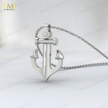 925 Silver Anchor Necklace For Men Groomsmen Gift Men's Necklace Silver Nautical