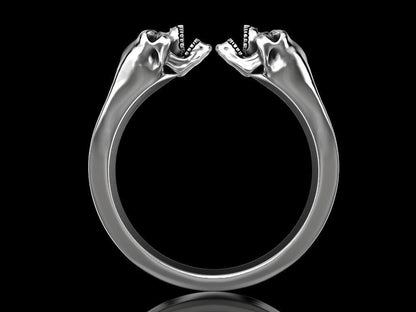 925 Argentium Silver Gemini Skull Ring Gothic Men's Biker Gorgeous Ring US5~15