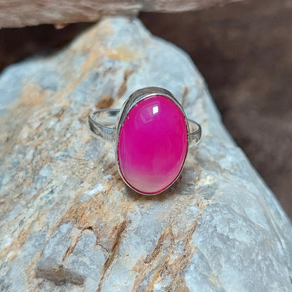 Oval Pink Agate Mens Ring,925 Sterling Silver Ring,Agate Jewelry Handamde Ring