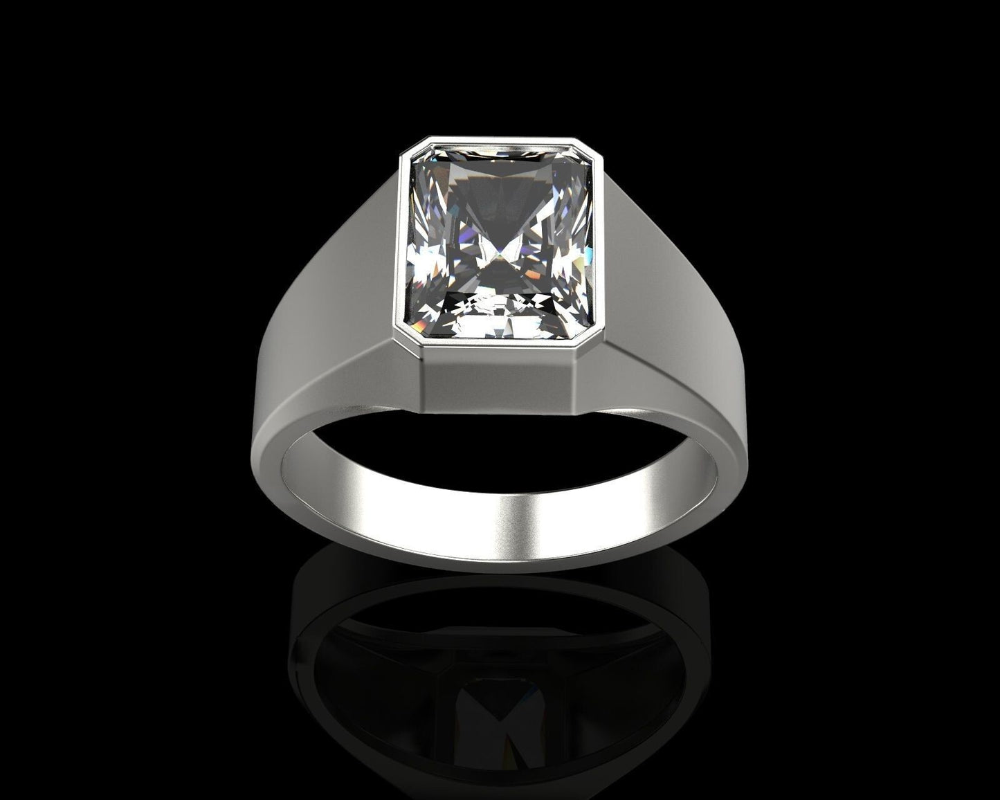 Emerald Cut Moissanite Ring 925 Silver Wedding Promise Sparkle Band Gift US5~ 15
