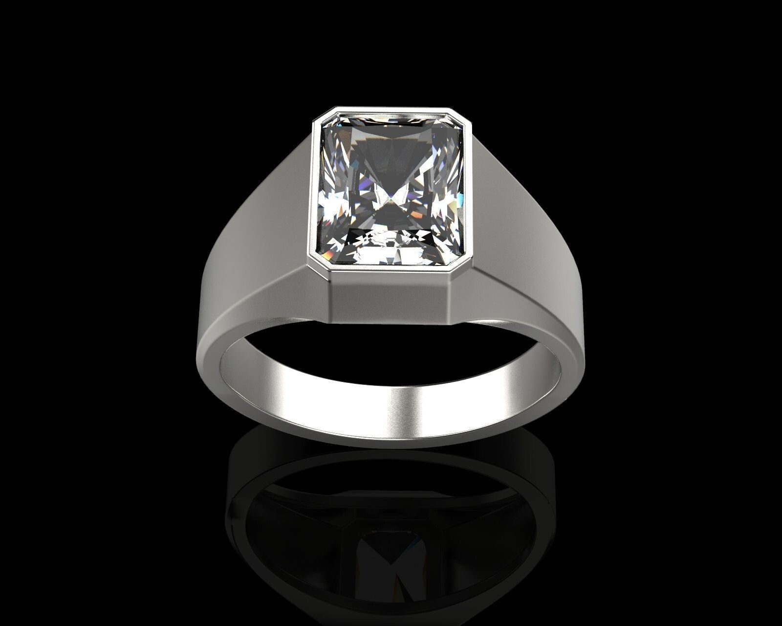 Emerald Cut Moissanite Ring 925 Silver Wedding Promise Sparkle Band Gift US5~ 15