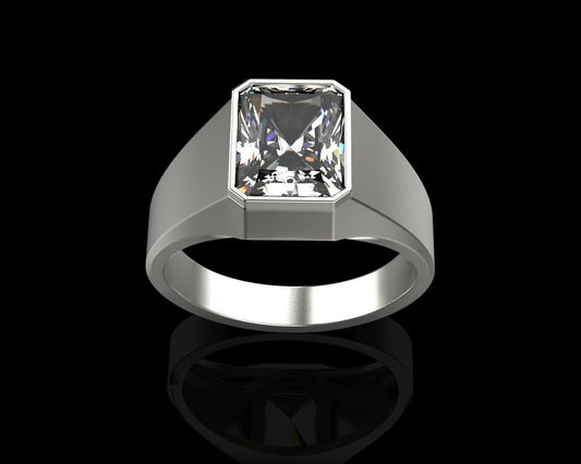 Emerald Cut Moissanite Ring 925 Silver Wedding Promise Sparkle Band Gift US5~ 15