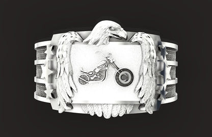 925 Silver Eagle Biker Ring Gothic Punk Signet Ring US5~15 Vintage Style Ring