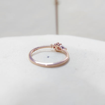 Pear Cut Opal and Pink Tourmaline Ring Gemstone Engagement Silver Ring Us5~ 15