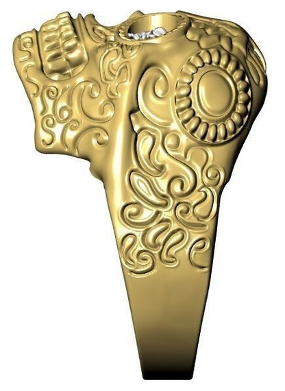 Punk Brass Day of the Dead Skull Ring Gothic Cross Biker Trend Style Ring US5~15