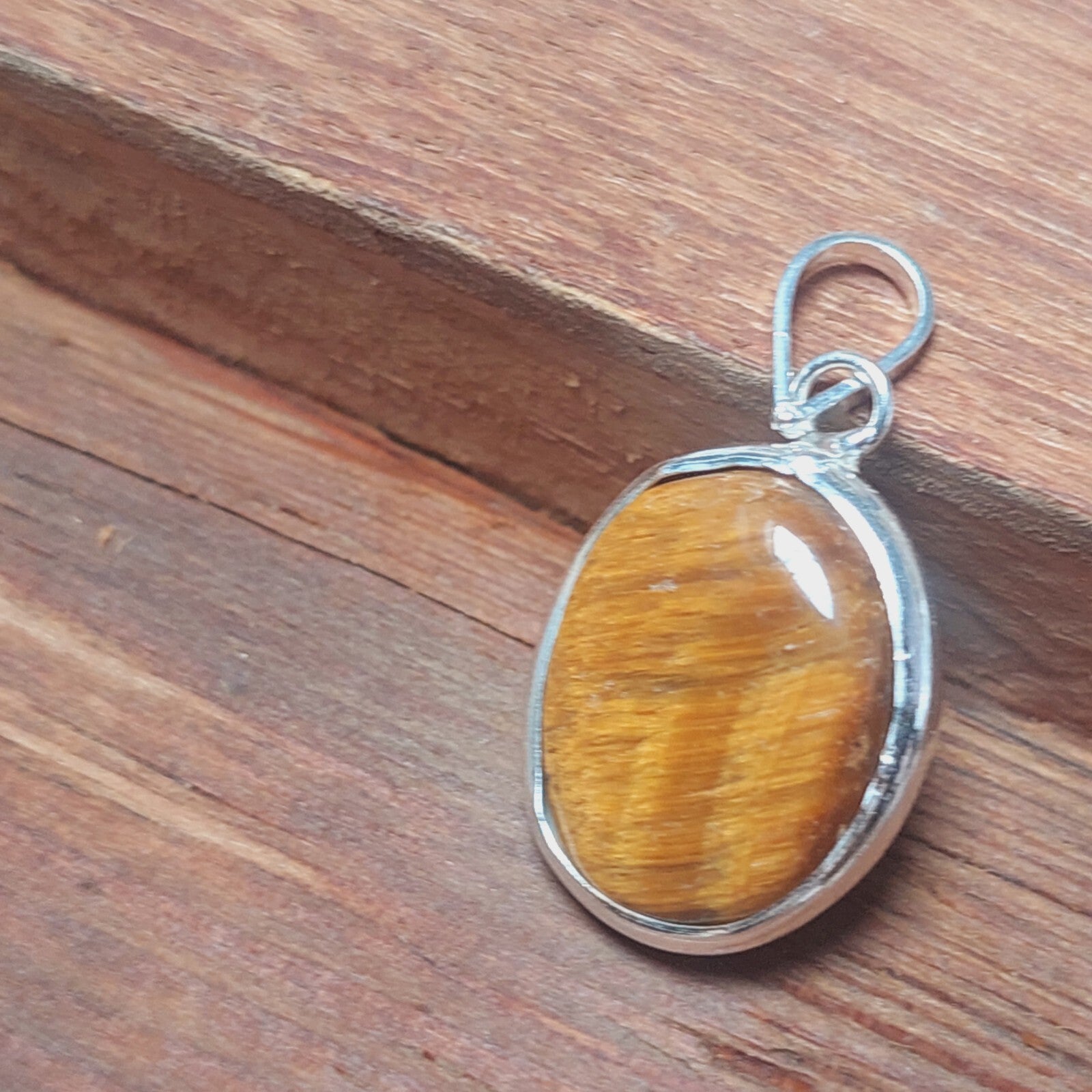 925 Sterling Silver Ovel Tigers Eye Pendant Necklace Christmas Gift For Women