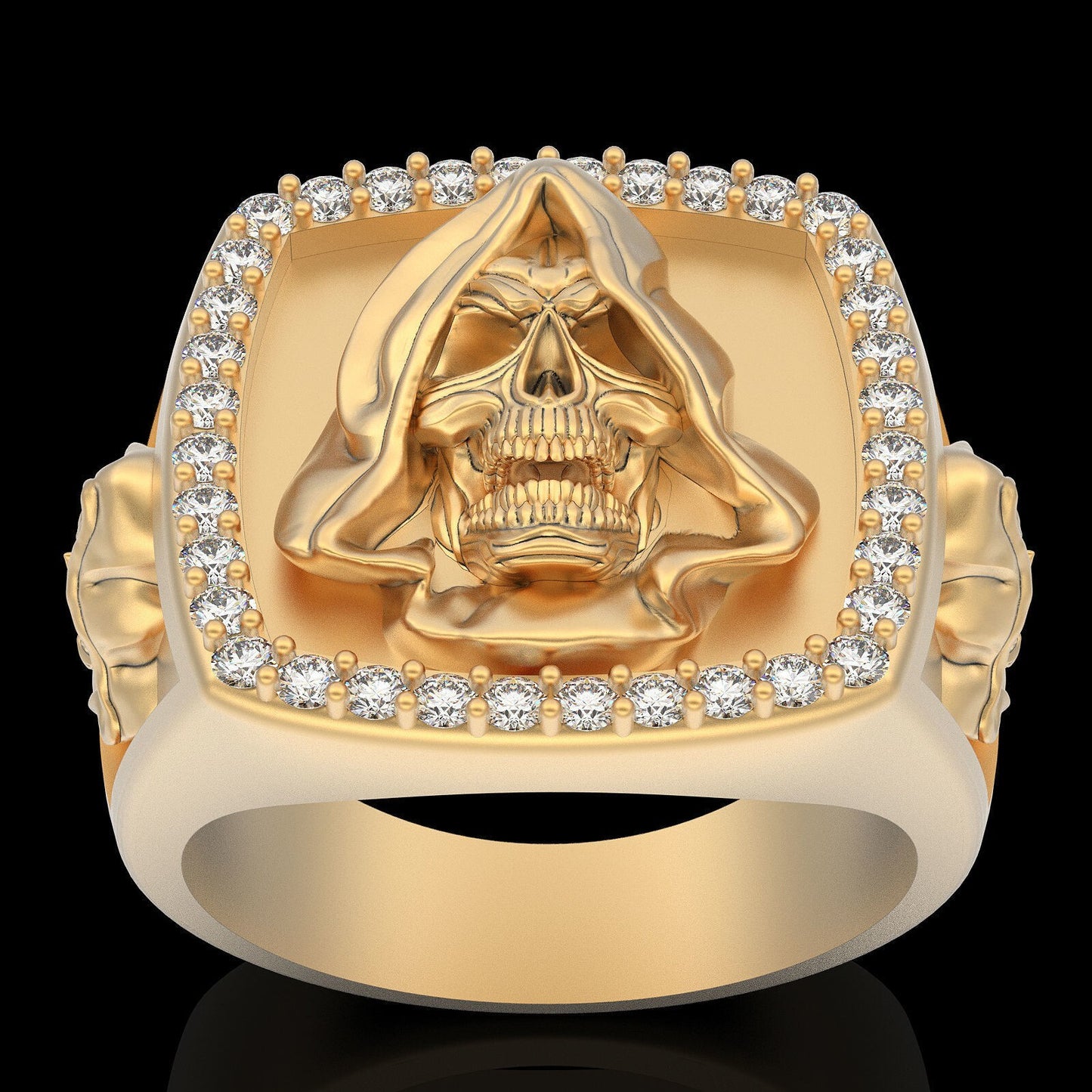 Handmade Santa Muerte Brass CZ Ring Holy Death Biker Gothic Retro Style US5~15