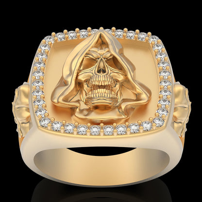 Handmade Santa Muerte Brass CZ Ring Holy Death Biker Gothic Retro Style US5~15