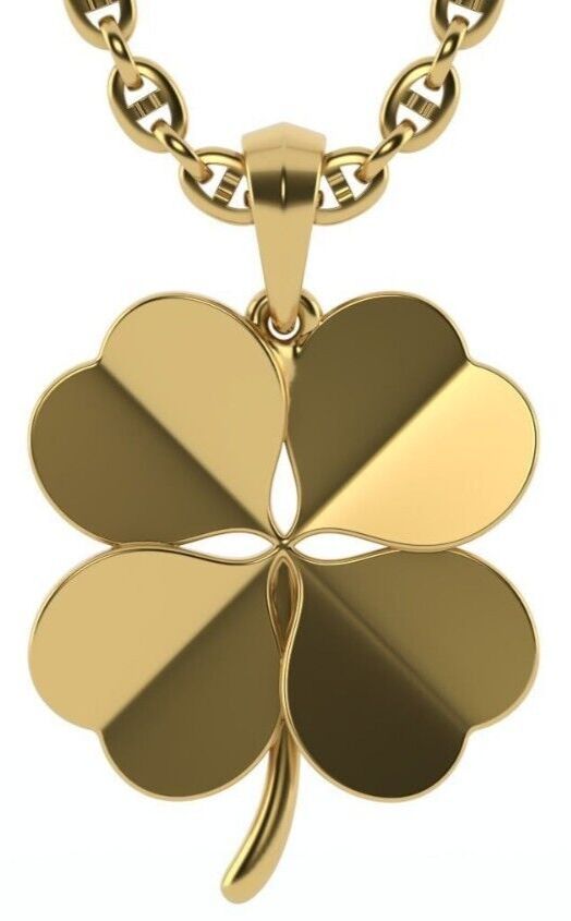 Lucky Clover Brass Pendant Four Leaf Brass Necklace Shamrock Charm Gift For wife