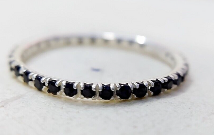 Black Onyx Gemstone Silver Handmade Eternity Engagement Women Gift Ring Us5~15